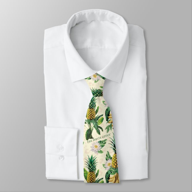 The White Lotus Pineapple Paradise Pattern Neck Tie (Tied)