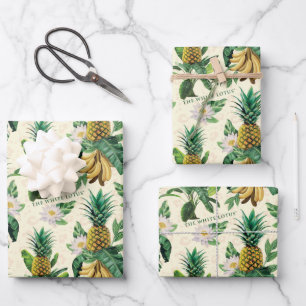 The White Lotus Pineapple Paradise Pattern Wrapping Paper Sheets