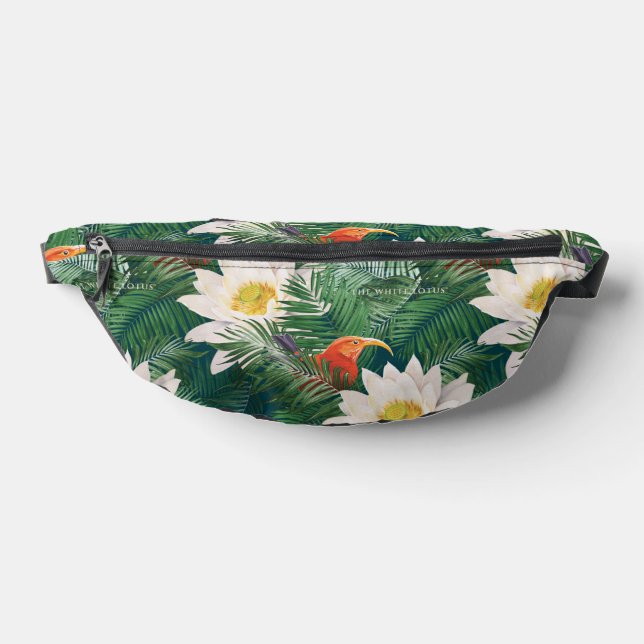 The White Lotus Tropical Birds & Lotus Pattern Fanny Pack (Lay Down)