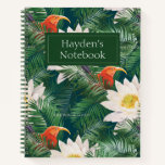The White Lotus Tropical Birds &amp; Lotus Pattern Notebook