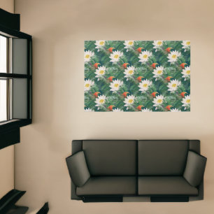 The White Lotus Tropical Birds & Lotus Pattern Rug