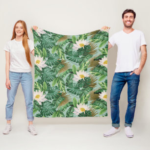 The White Lotus Tropical Canopy Pattern Fleece Blanket