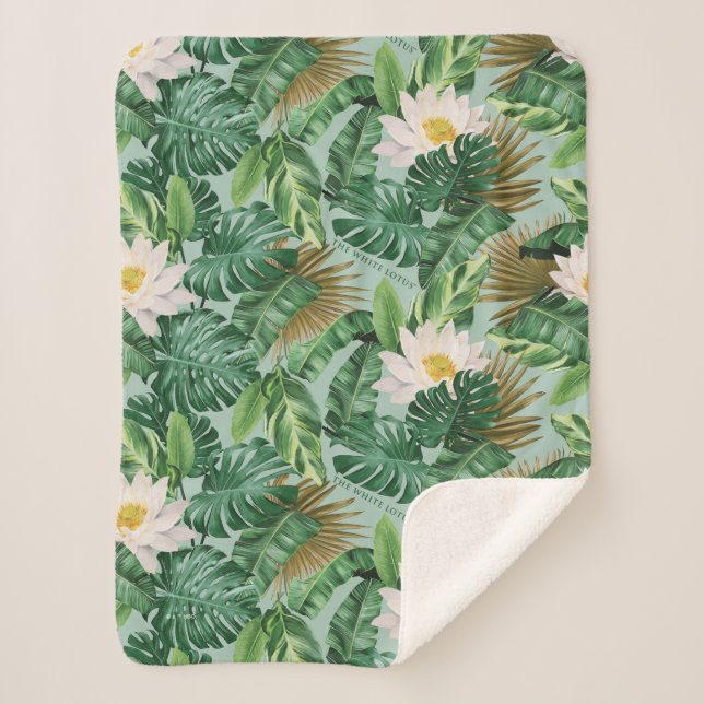 The White Lotus Tropical Canopy Pattern Sherpa Blanket (Front)