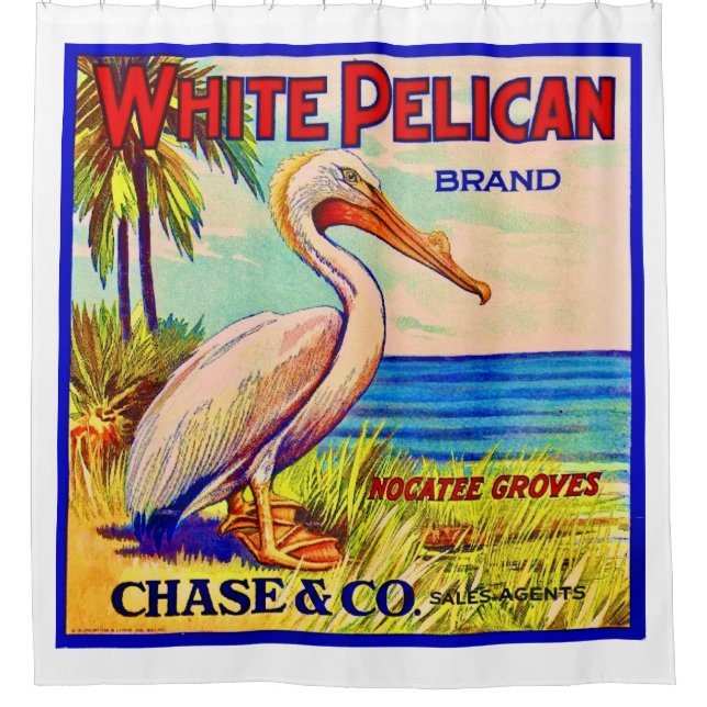 The White Pelican Shower Curtain (Front)