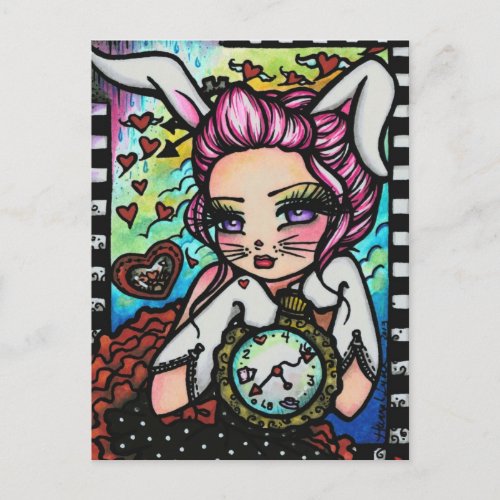 The White Rabbit  Alice Fairy Fantasy Art Girl Postcard