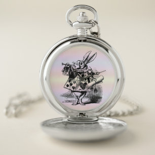 The White Rabbit - Alice in Wonderland pastel Pocket Watch