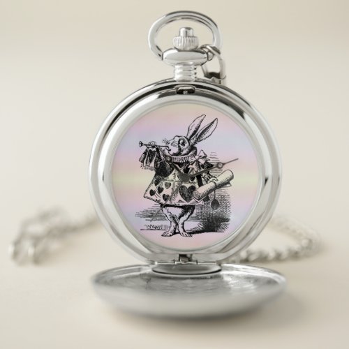 The White Rabbit _ Alice in Wonderland pastel Pocket Watch
