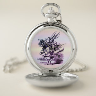 The White Rabbit - Alice in Wonderland pastel Pocket Watch