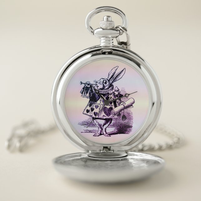 The White Rabbit - Alice in Wonderland pastel Pocket Watch (Inside)