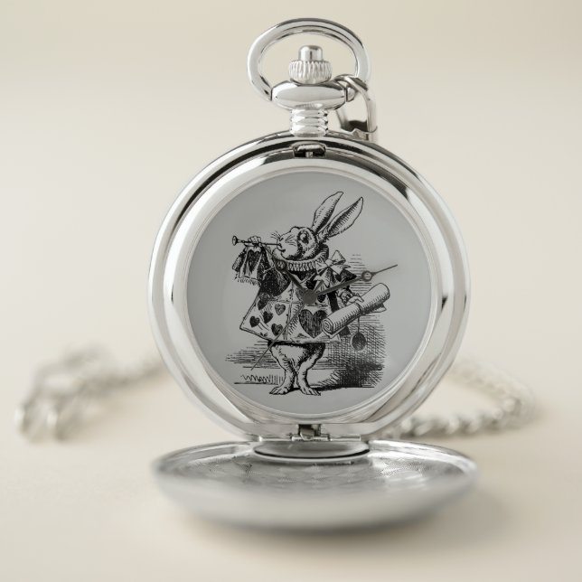 The White Rabbit – Alice in Wonderland shabby chic Pocket Watch (Inside)