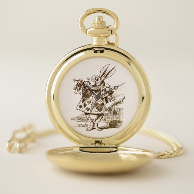 The White Rabbit – Alice in Wonderland shabby chic Pocket Watch (Inside)