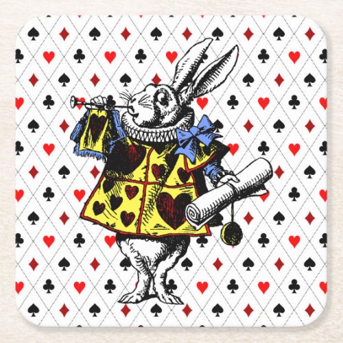 The White Rabbit Alice In Wonderland Square Paper Coaster