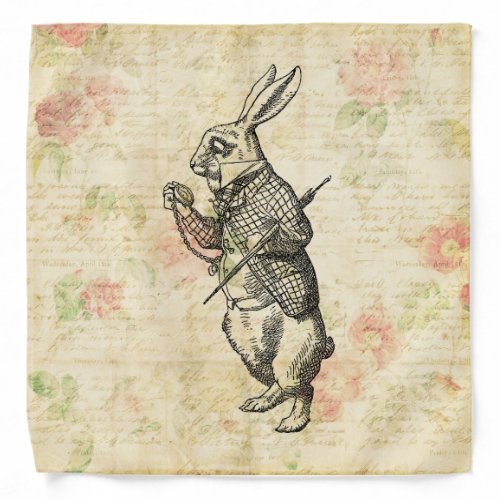 The White Rabbit Alice in Wonderland Vintage Art Bandana