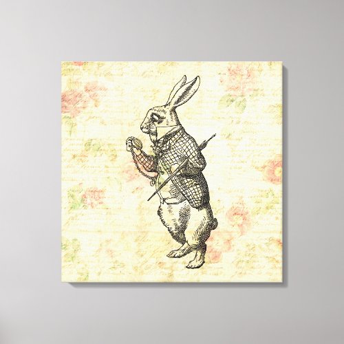 The White Rabbit Alice in Wonderland Vintage Art Canvas Print