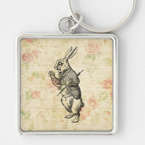 The White Rabbit Alice in Wonderland Vintage Art Keychain