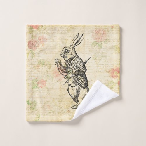 The White Rabbit Alice in Wonderland Vintage Art Wash Cloth