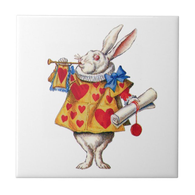 The White Rabbit From Alice in Wonderland Ceramic Tile (Front)