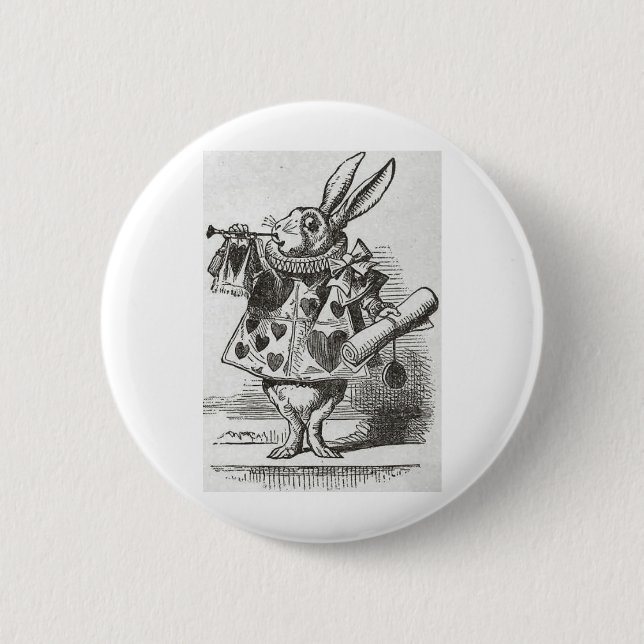 The White Rabbit from Alice in Wonderland Pinback Button (Front)