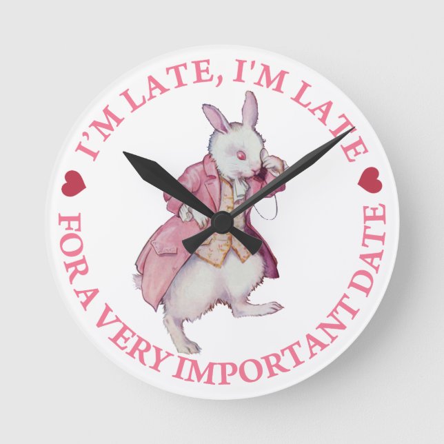 The White Rabbit From Alice in Wonderland Round Clock (Front)