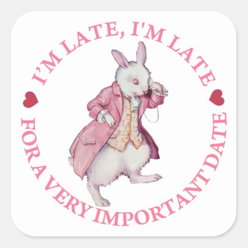 The White Rabbit From Alice in Wonderland Square Sticker