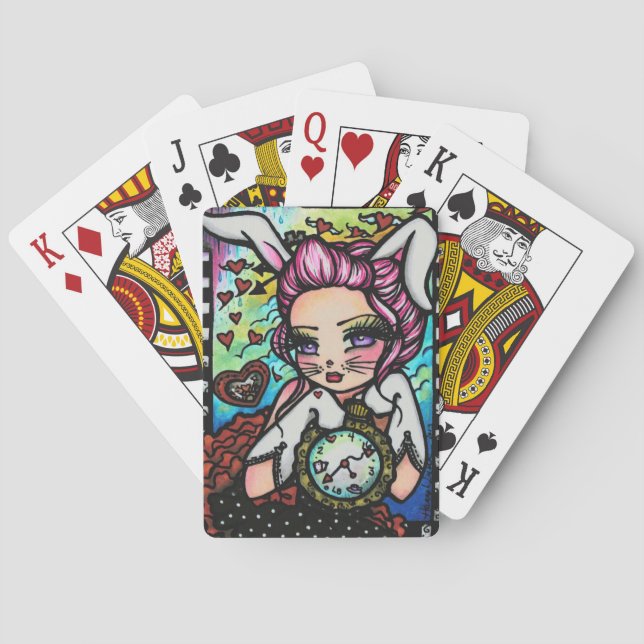 The White Rabbit Hearts Clock Art Playing Cards (Back)