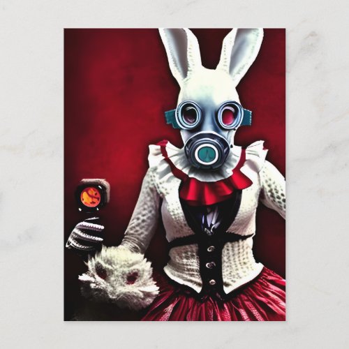 The White Rabbit in a Gas Mask Postcard