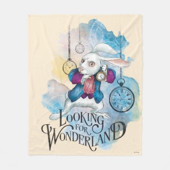 The White Rabbit | Looking For Wonderland Fleece Blanket by AliceLookingGlass at Zazzle