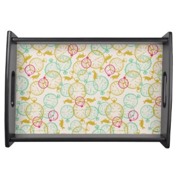 The White Rabbit Pattern Serving Tray by AliceLookingGlass at Zazzle