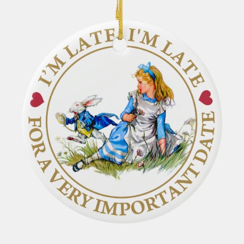 The White Rabbit Rushes By Alice In Wonderland Ceramic Ornament