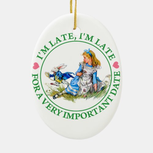 The White Rabbit Rushes By Alice In Wonderland Ceramic Ornament