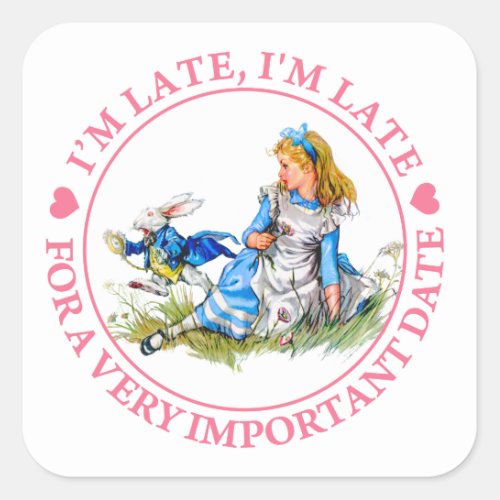 The White Rabbit Rushes By Alice In Wonderland Square Sticker