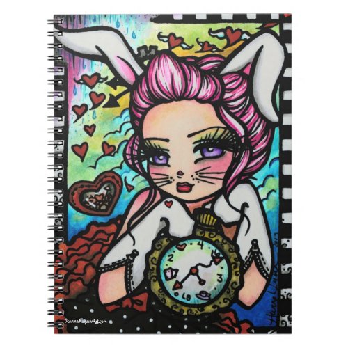The White Rabbit Wonderland Heart Girl Fantasy Notebook