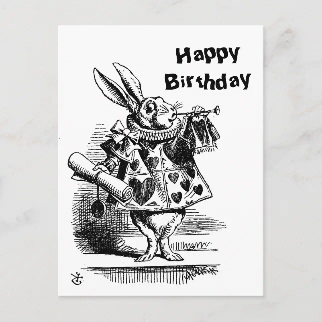 White Rabbit Postcard The White Rabbit's CC0240 Birthday Postcard | Zazzle