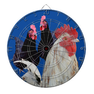 "The White Rooster and His Black Hens" Dart Board