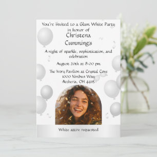 The White Soirée Birthday Celebration Invitation