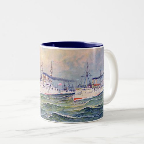 The white squadron United States Navy 1893 Two_Tone Coffee Mug