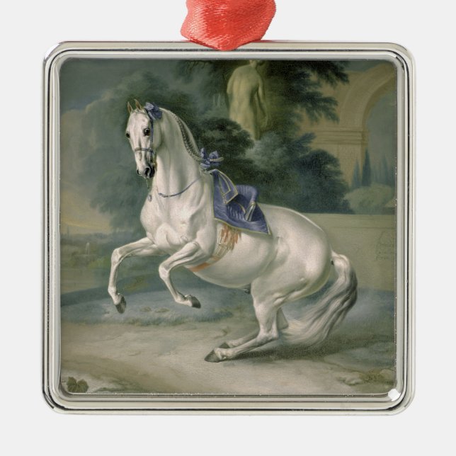 The White Stallion 'Leal' en levade, 1721 Metal Ornament (Front)