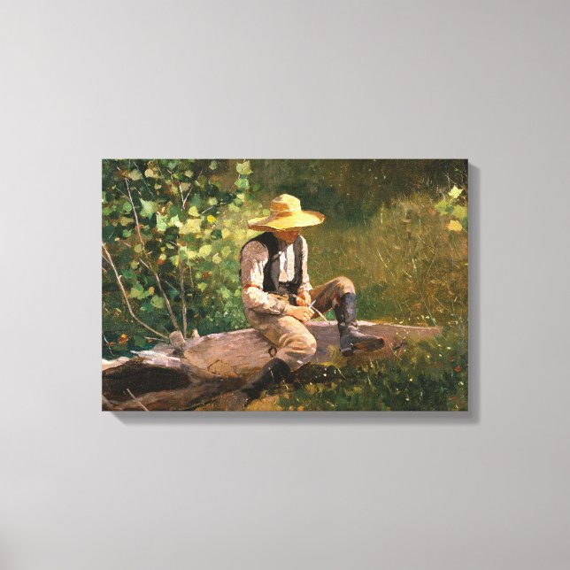 The Whittling Boy (by Winslow Homer) Canvas Print (Front)