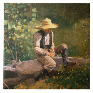 The Whittling Boy (by Winslow Homer) Ceramic Tile