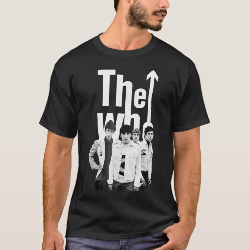 The Who Official 60s Black  White Band  T_Shirt