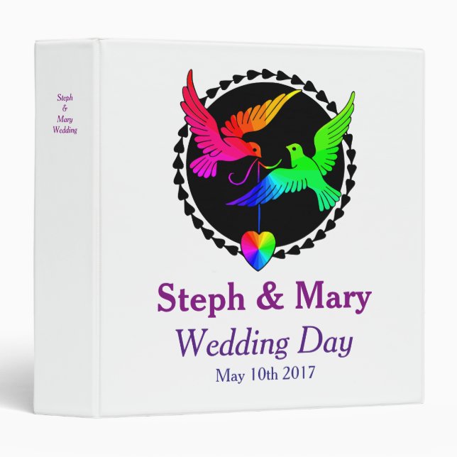 The Whole of the Rainbow Lesbian Wedding Album 3 Ring Binder (Front/Spine)