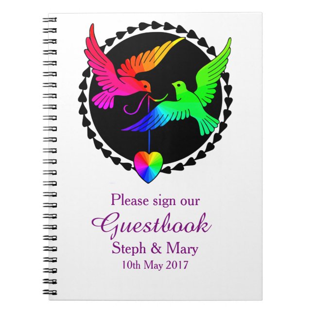 The Whole of the Rainbow Lesbian Wedding Guestbook Notebook (Front)