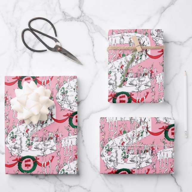 The Whos' Merry Christmas Feast Wrapping Paper Sheets (Front)