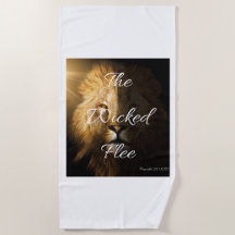 The Wicked Flee Proverbs 28:1 KJV Beach Towel