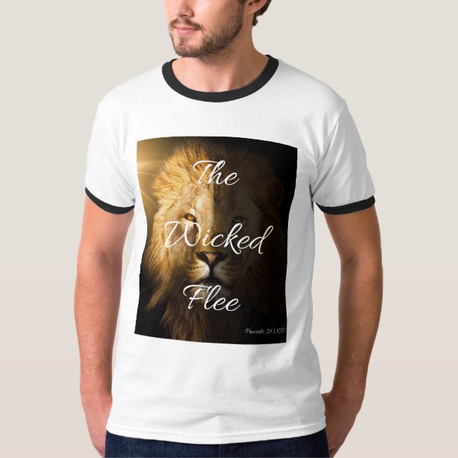 The Wicked Flee Proverbs 28:1 KJV Men's Ringer T-Shirt (Front)