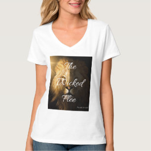 The Wicked Flee Proverbs 28:1 KJV Women's V-Neck T-Shirt