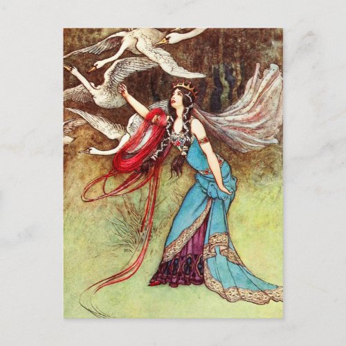 The Wicked Queen and Six Swans Postcard