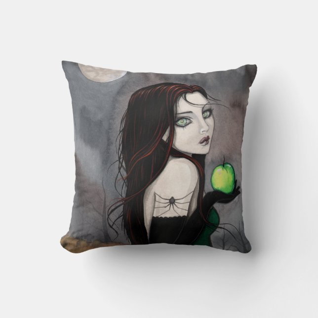 The Widow Gothic Art Throw Pillow (Front)