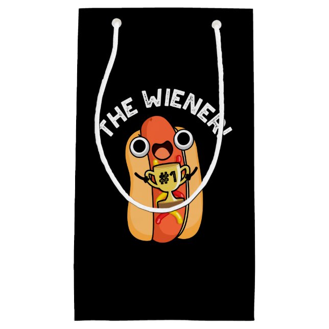 The Wiener Funny Winner Hot Dog Pun Dark BG Small Gift Bag (Front)