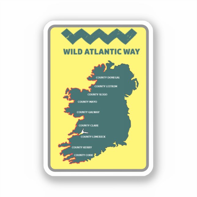 The Wild Atlantic Way Ireland's Coastal trip Sticker (Front)